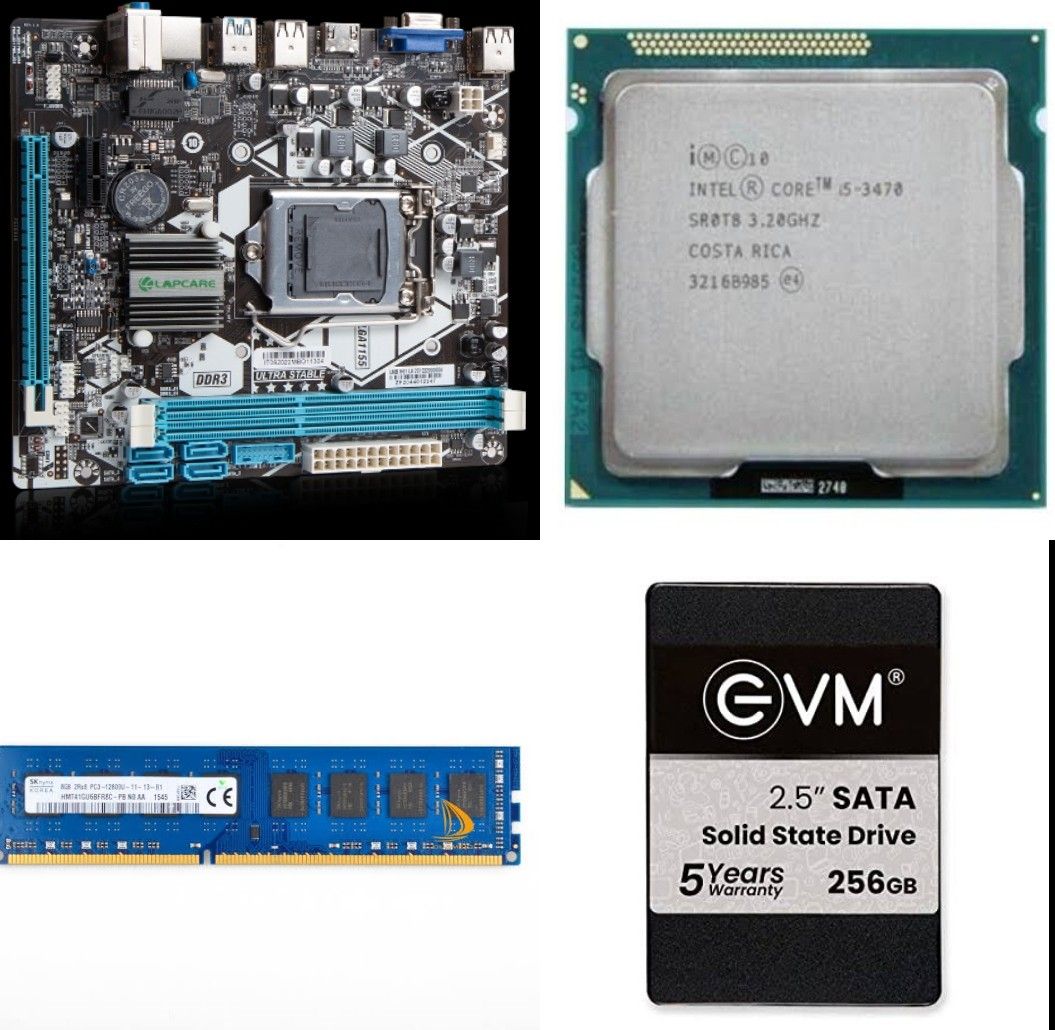 Dtech Lapcare H61 Core i5 3470 8GB DDR3 256GB SSD LGA 1155Socket Mini-ATX Intel H61 ExpressChipset DDR3 Motherboard for Desktop-image-47