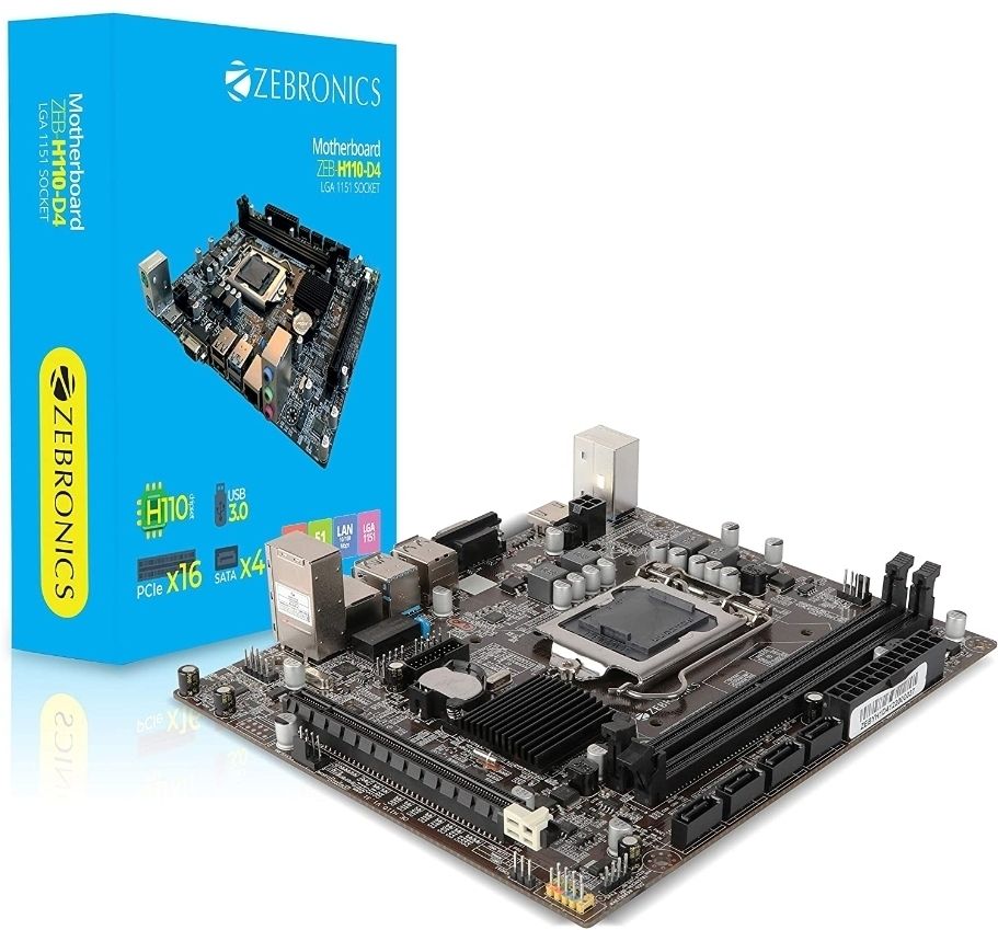 ZEBRONICS H110 Motherboard with M.2 Nvme Slot LGA1151Socket Mini-ATX Intel H110 Chipset DDR4 Motherboard for Desktop