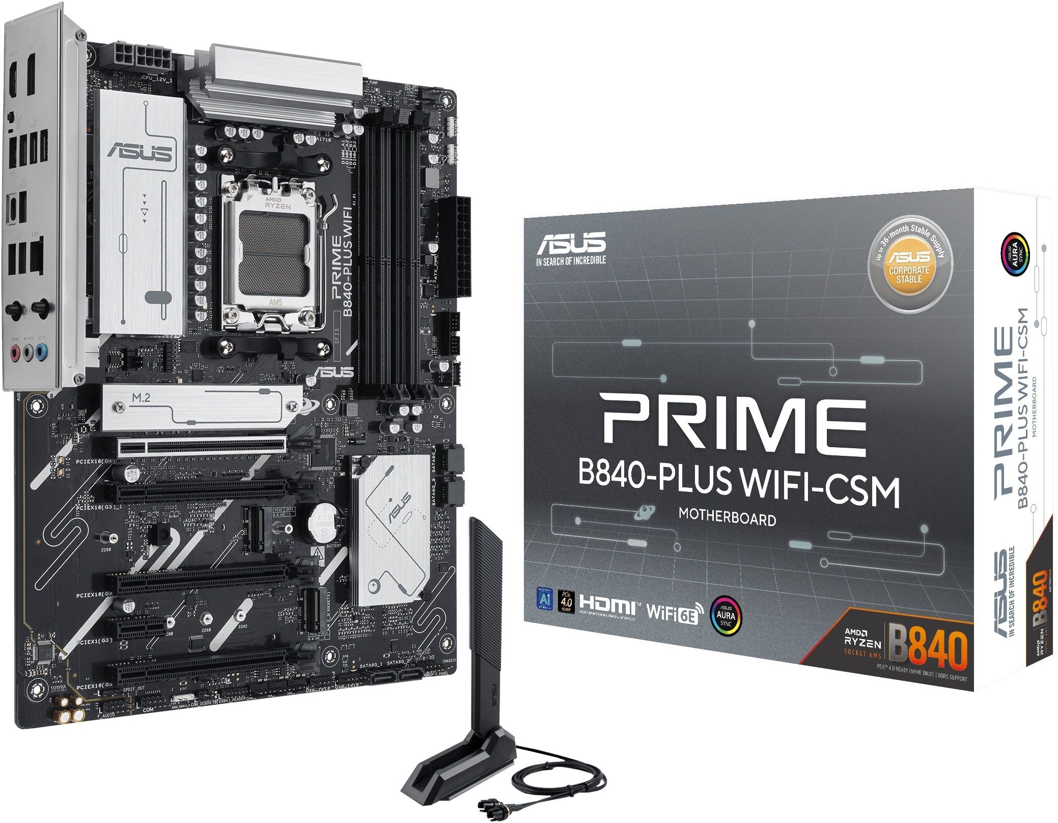 ASUS PRIME B840-Plus WIFI-CSM AM5Socket ATX AMD B840 Chipset DDR5 Motherboard for Desktop-image-2