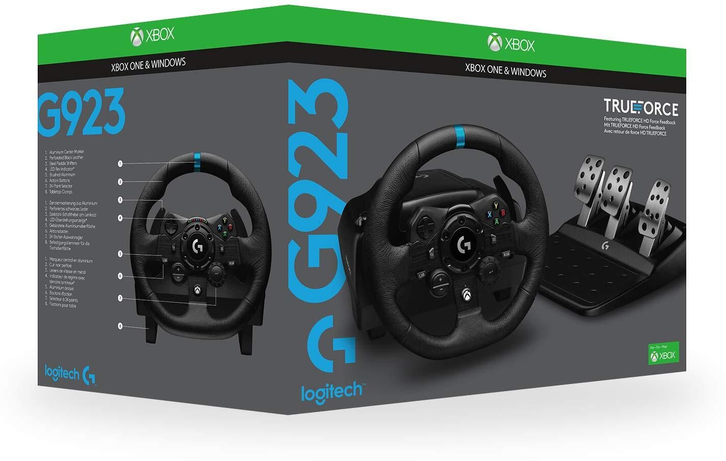 Logitech G923 TRUEFORCE Xbox Edition Gaming Steering Wheel, Real Driving Simulator with 900° Rotation with Dual-Motor Vibrating Force Feedback