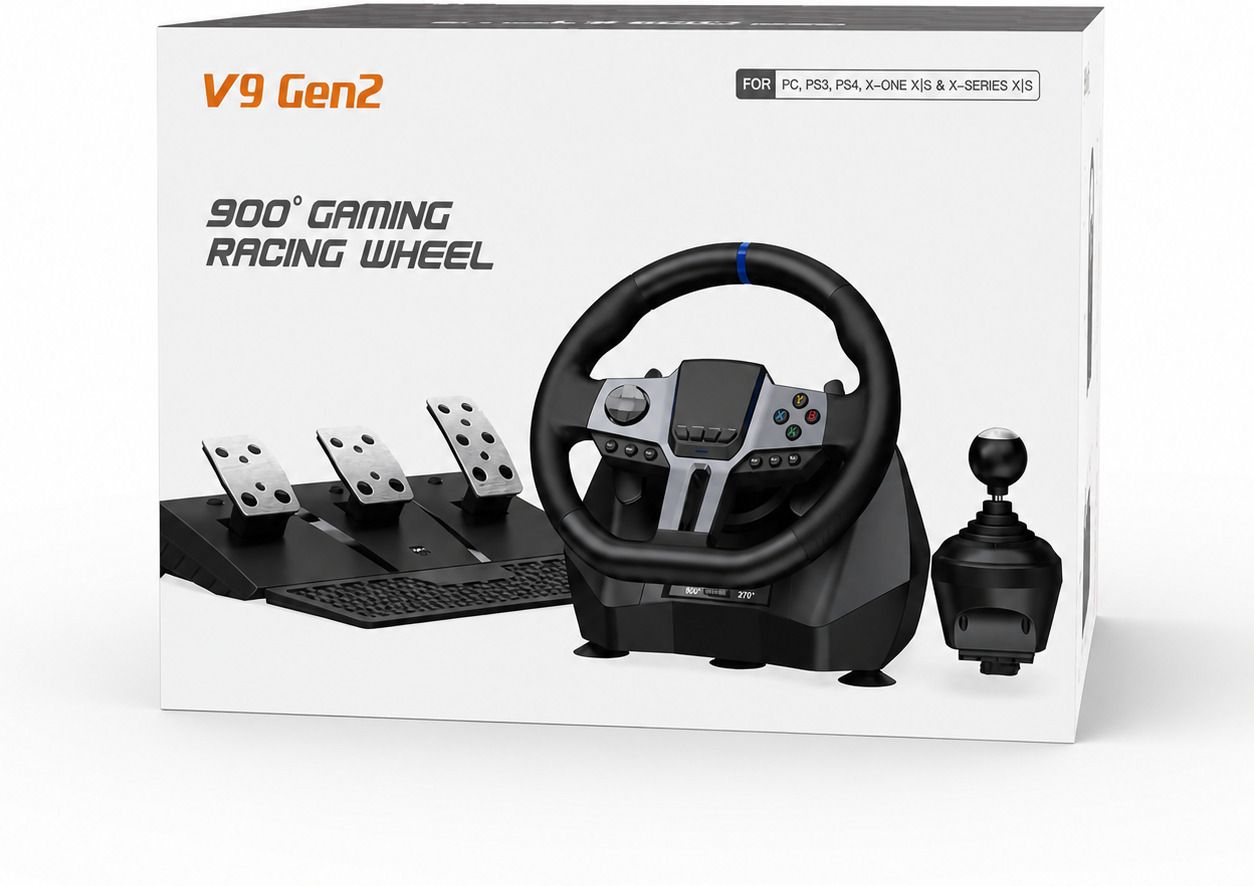 HG WORLD V9 GEN 2 Gaming Steering Wheel With Shifter Pedal, 270/900° Adjustable Rotation with Car Steering Game Set for Dual-Motor Force Feedback Vibration-image-43