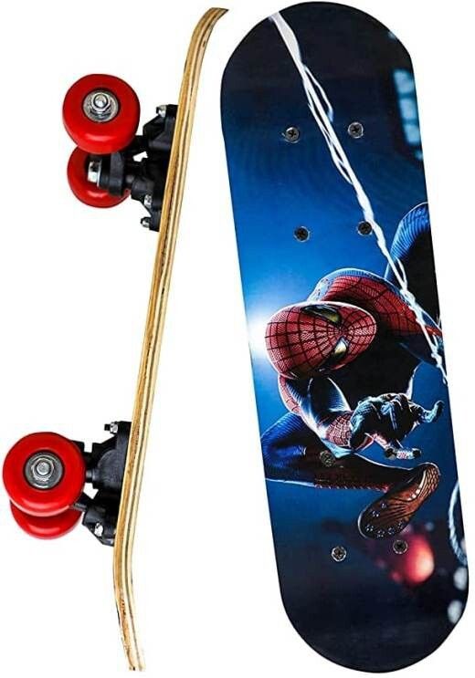 24'' Blue Spidermen Handheld Skateboard 24" Light Flashing 4 Wheels Skate Boards Motorized Skateboard