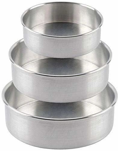 Aluminium Cake Mould Aluminium Baking Round Cake Pan/Mould for Microwave Oven - 6", 7", 8" Diameter x 2.25" Height for 0.5/1/2 kg, Silver (Set of 3 Pieces) (Round)