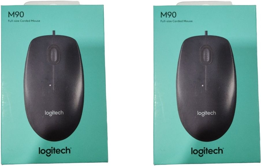 Logitech M90 / 1000 DPI Optical Tracking, Ambidextrous( Set of 2) Wired Ambidextrous Optical Mouse-image-20