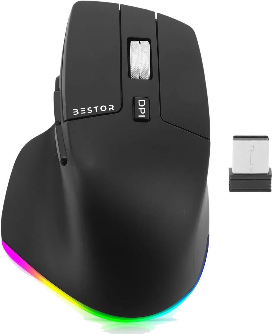 Bestor Wireless Mouse 3 Adjustable DPI, USB-C Rechargeable - USB Mouse with LED Lights Wireless Ergonomic Optical Gaming Mouse with Bluetooth-image-47