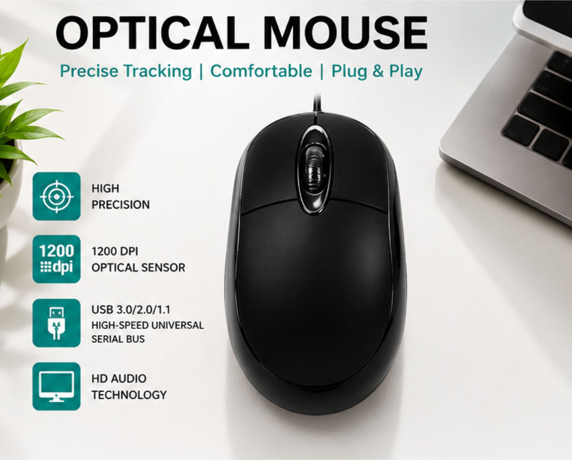 TRIVENI INFOTECH TM-1200-BLK Wired Ambidextrous Optical Mouse-picture-24