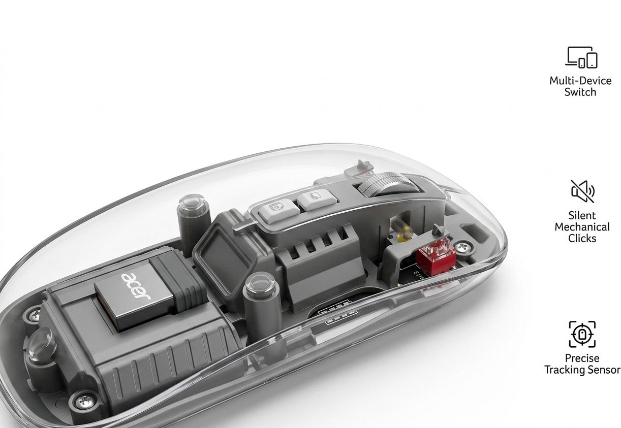 Acer Wireless Transparent Rechargeable Mouse Ambidextrous Optical Mouse With Bluetooth-picture-12