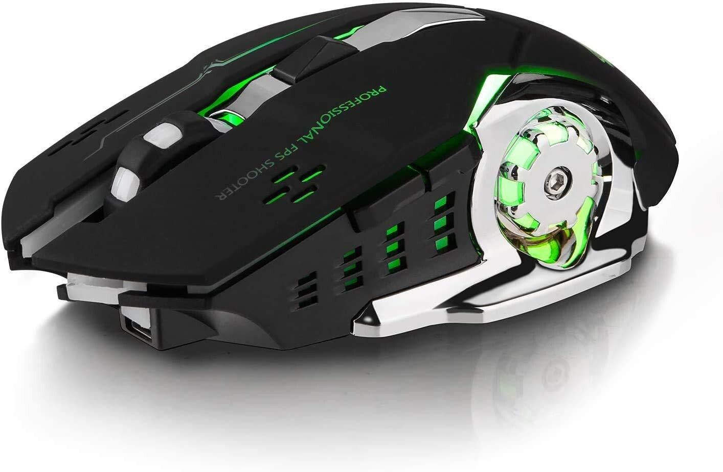 microware Wireless Mouse, Silent Mute Gaming Mouse RGB Multi-Color 1600DPI Wired Silent Mice Computer Accessories, for Home Office Games 6 Buttons Multiple Functions Wireless MechanicalGaming Mousewith Bluetooth-image-13