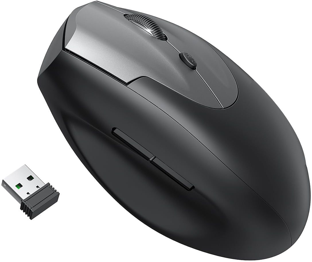 Air Sound Ergonomic Vertical Wireless Mouse | 6 Buttons, 1600 DPI, USB for PC/Laptop Wireless Ergonomic Optical Mouse-image-46