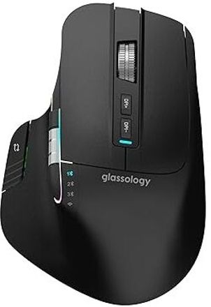 GLASSOLOGY Ergonomic Mouse: Bluetooth 5.2/2.4GHz,8 Buttons, Side Scroll, 4-Device Pair Wireless Ambidextrous Hybrid Gaming Mouse with Bluetooth-image-20