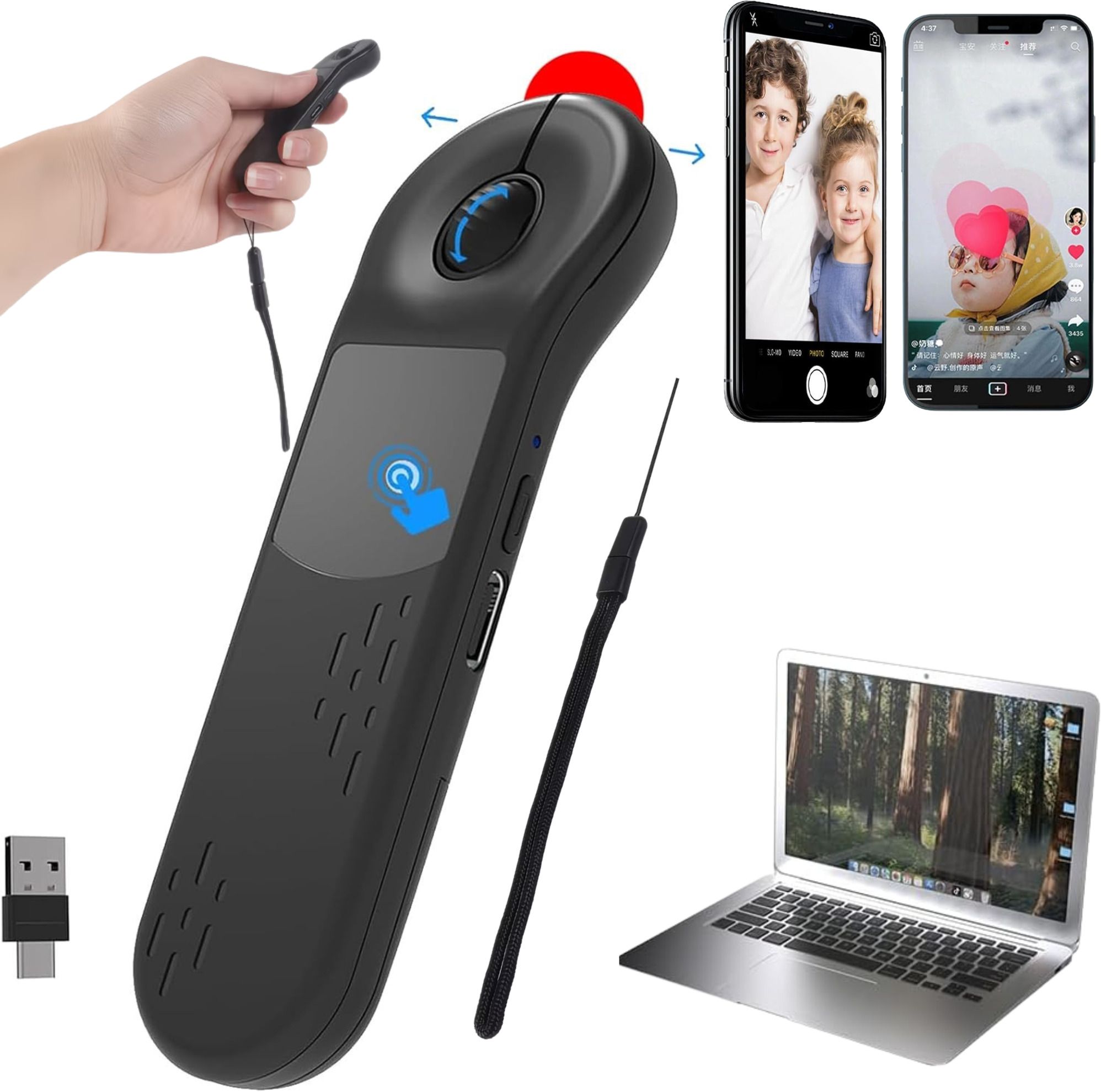 Kickzu Rechargeable Air Mouse for PC/iOS/Android with Touchpad Wireless PPT Presenter Wireless Ergonomic Laser Gaming Mouse-image-17