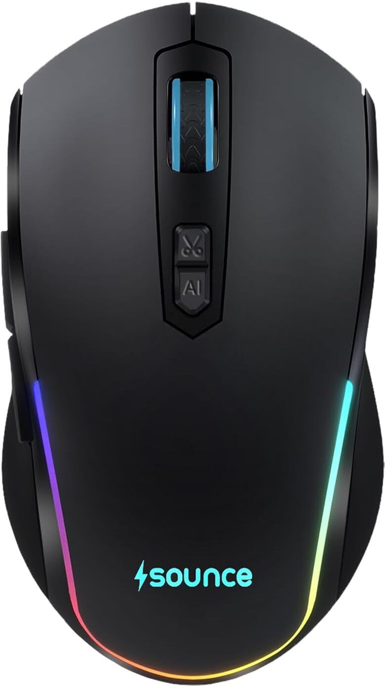 sounce LogicOne | SNC-WRLSMUS-RGBBLK Ergonomic Optical Gaming Mouse RGB with 4000 DPI Sensor,Bluetooth 5.3, Silent 6 Button, 500mAh Rechargeable Battery for Laptop Tablet PC For Office With Bluetooth-image-34