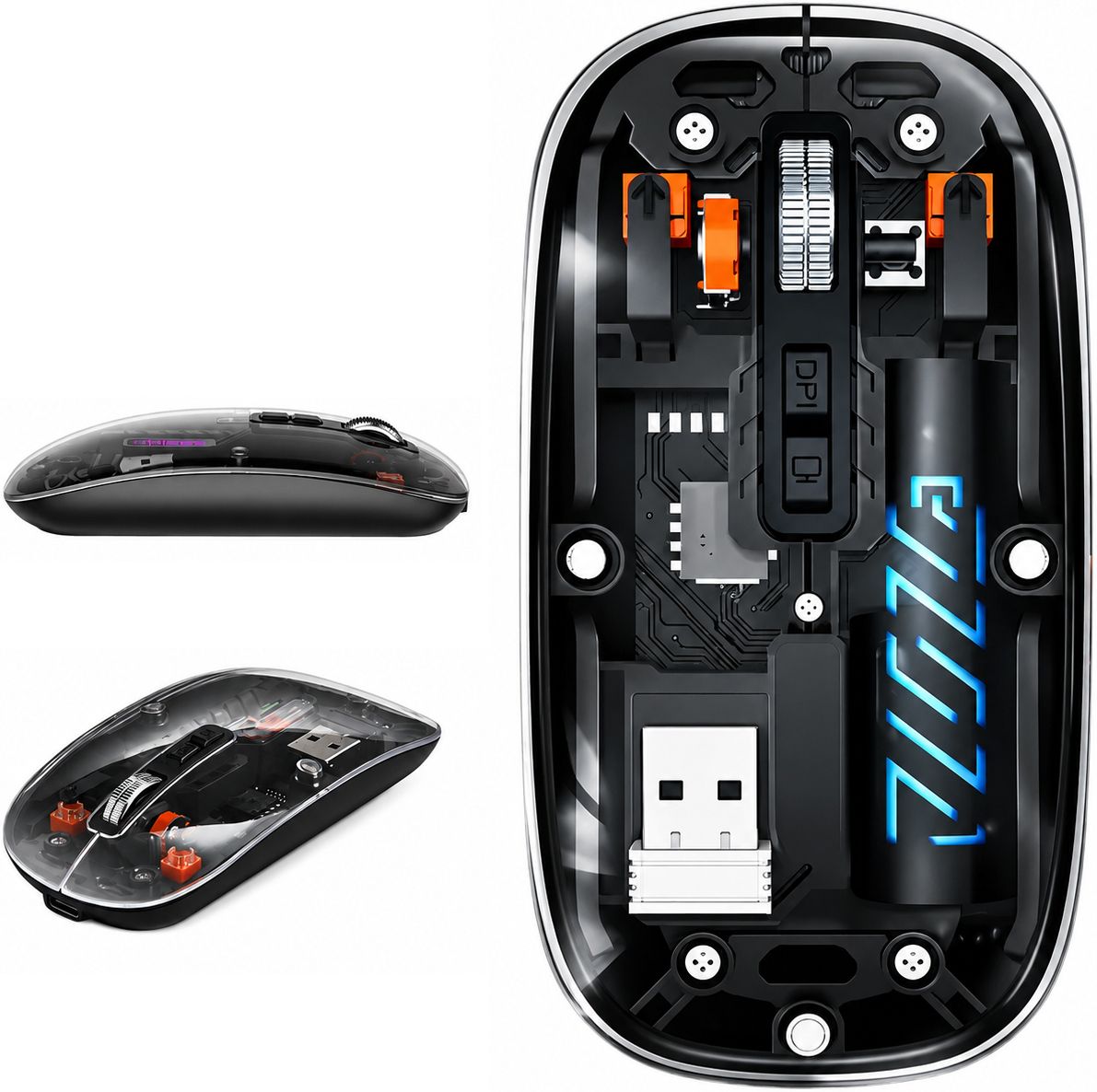 mPix Wireless Bluetooth Mouse with 1600 DPI Battery Indicator & LED Light Design Ambidextrous Touch Gaming Mouse With Bluetooth-image-45