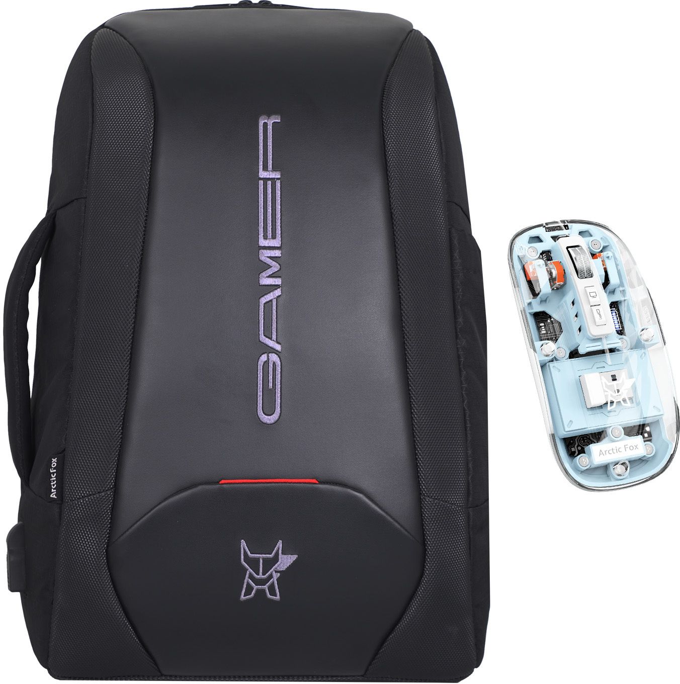 Arctic Fox Kobra Anti Theft Black Backpack and Pureview Transparent Wireless Mouse Blue Wireless Ambidextrous OpticalGaming Mousewith Bluetooth-image-13