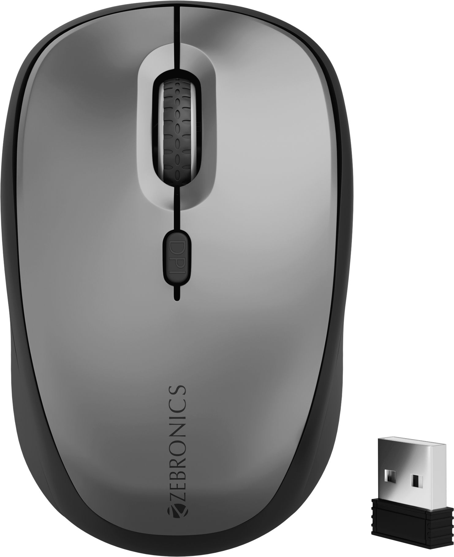 ZEBRONICS ZEB-PULSE 100 (Grey + Black) Wireless Ergonomic Optical Mouse 1600 DPI, 4 Buttons, Silent Operation, USB Dongle with Bluetooth-picture-23