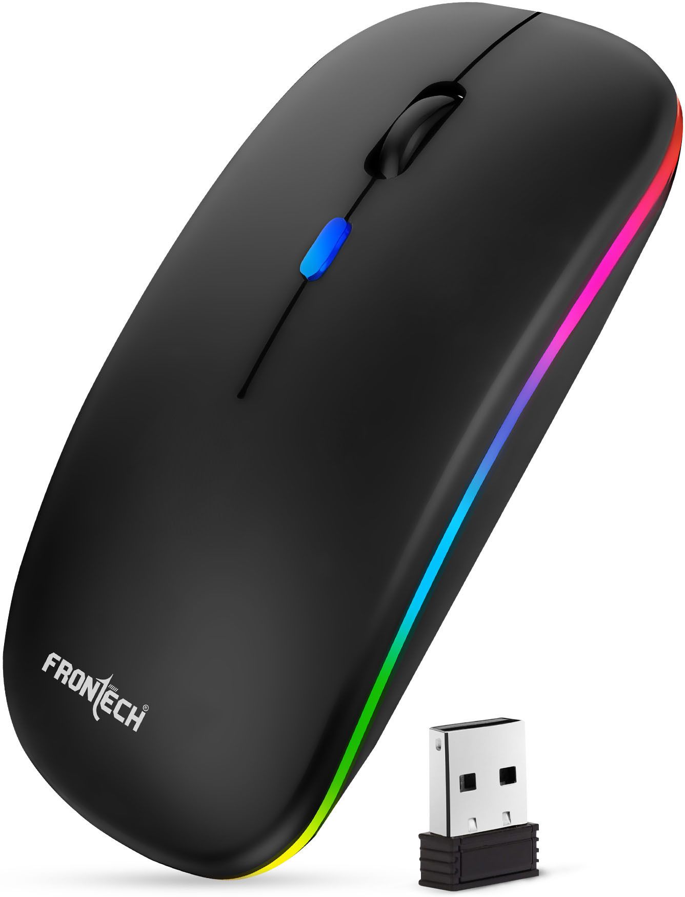 Frontech Dual Connectivity Wireless Mouse | RGB | 1600 DPI | 400mAh Rechargeable Battery Ambidextrous Optical Mouse-image-44