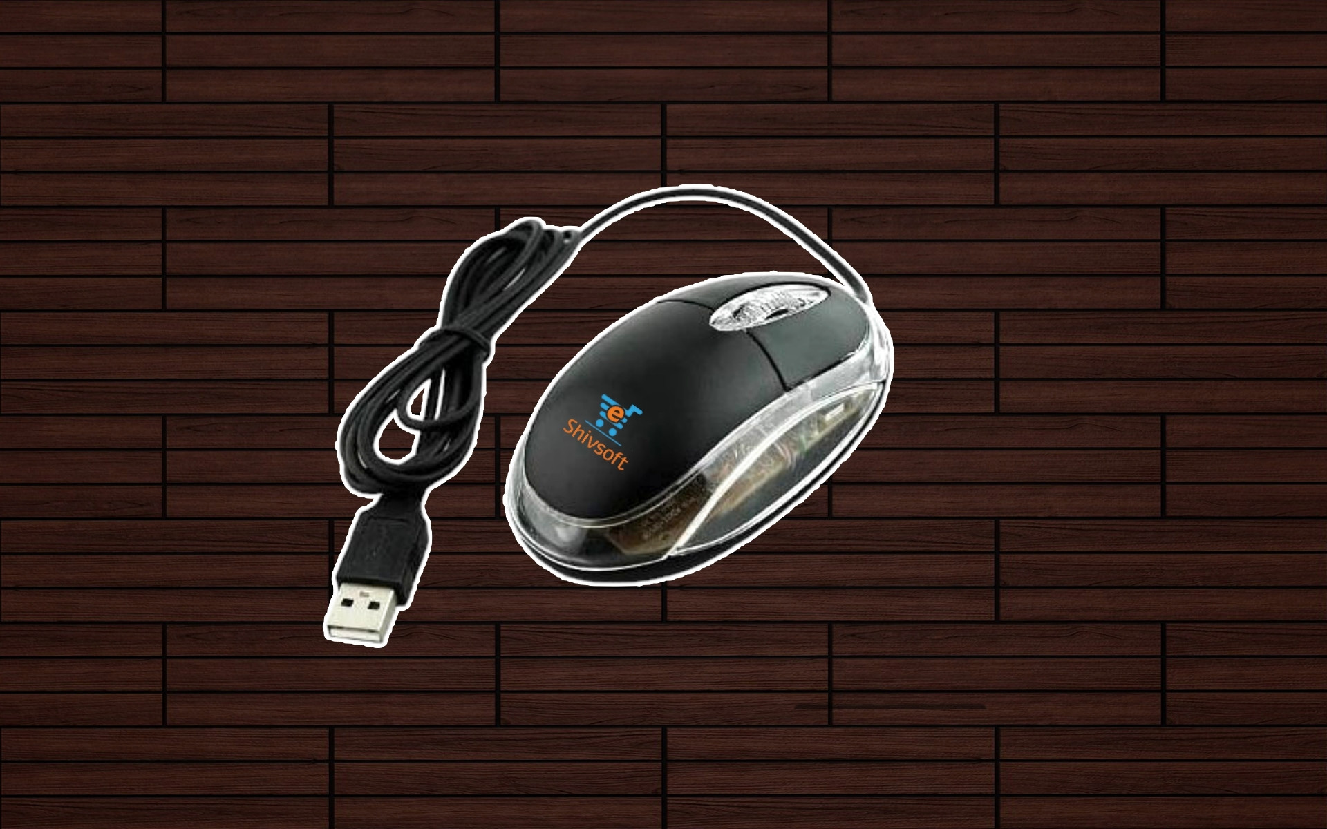 Shivsoft 3D Optical wired USB Mouse in Black Model-4829 Wired Ambidextrous Optical Gaming Mouse image 1
