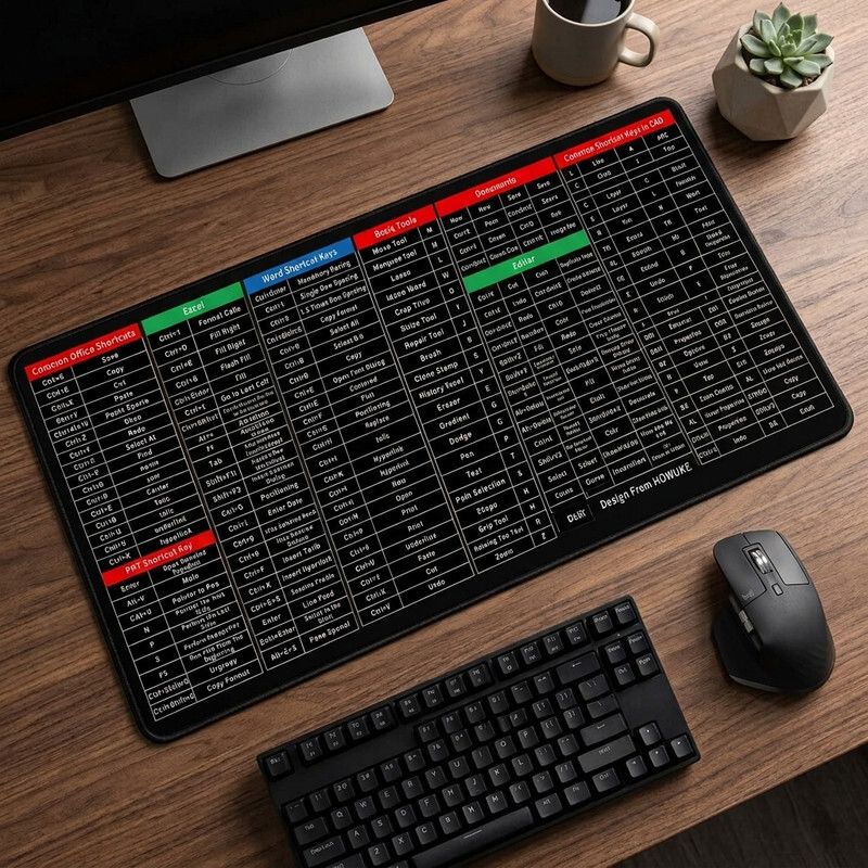 CrazySoul Office Table Mats - Large - Excel Anti-Slip Shortcut Keyboard Mat Non Slip Base Mousepad-image-20
