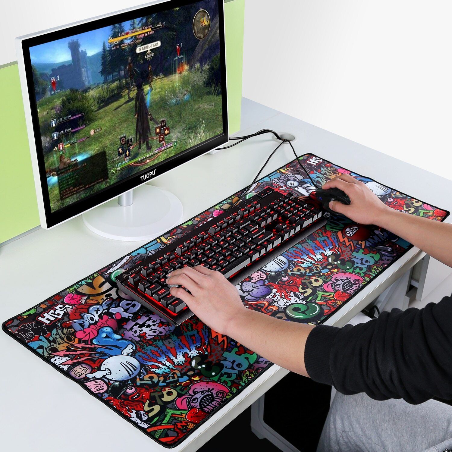 Frackson Cartoon Gaming Large with Anti-Fray Cloth Water-Resistant for Home and Office. Non Slip Base Mousepad-image-48