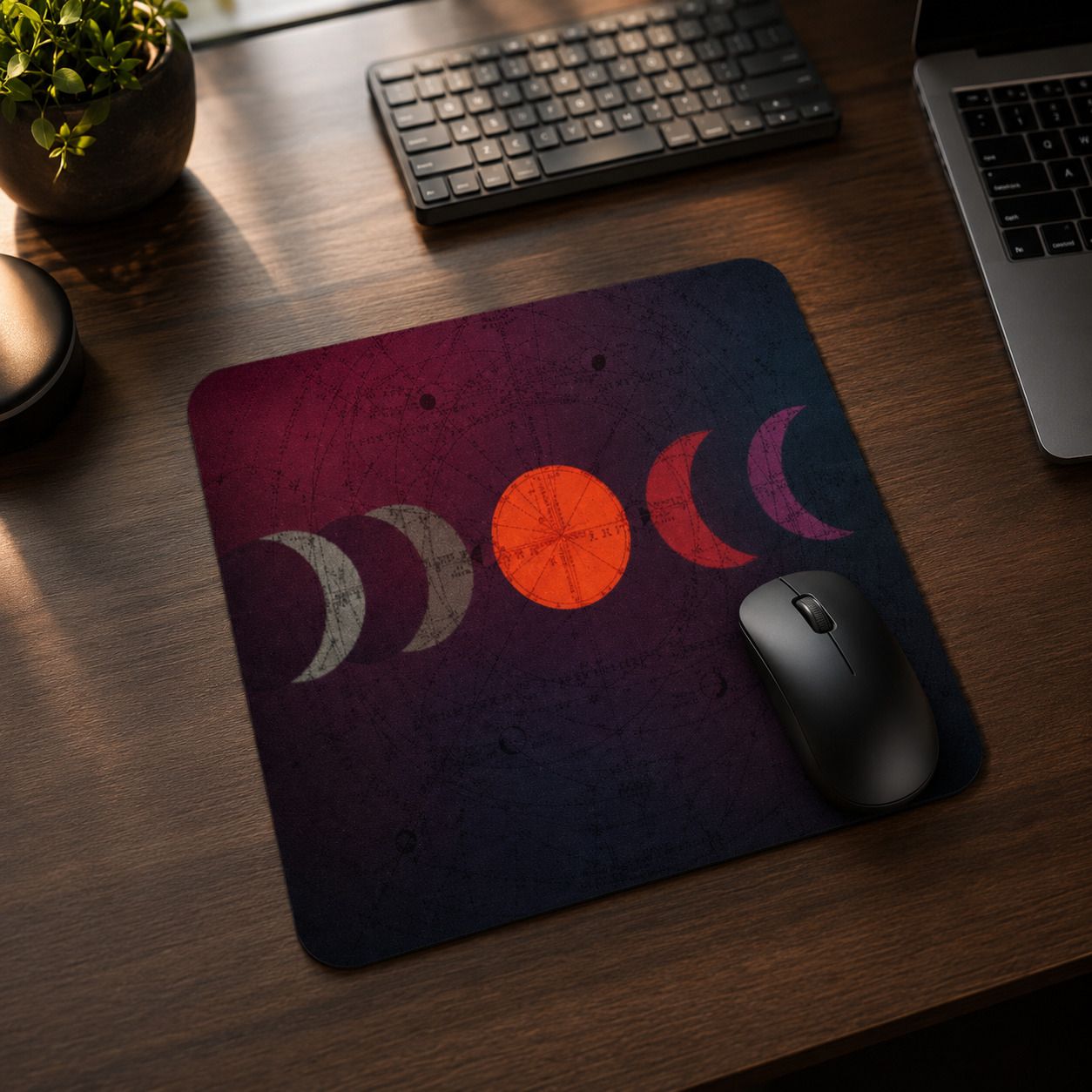 Atoallstore Moon Phases Printed Gaming Mouse Pad with Smooth Surface Non Slip Base Mousepad-image-36