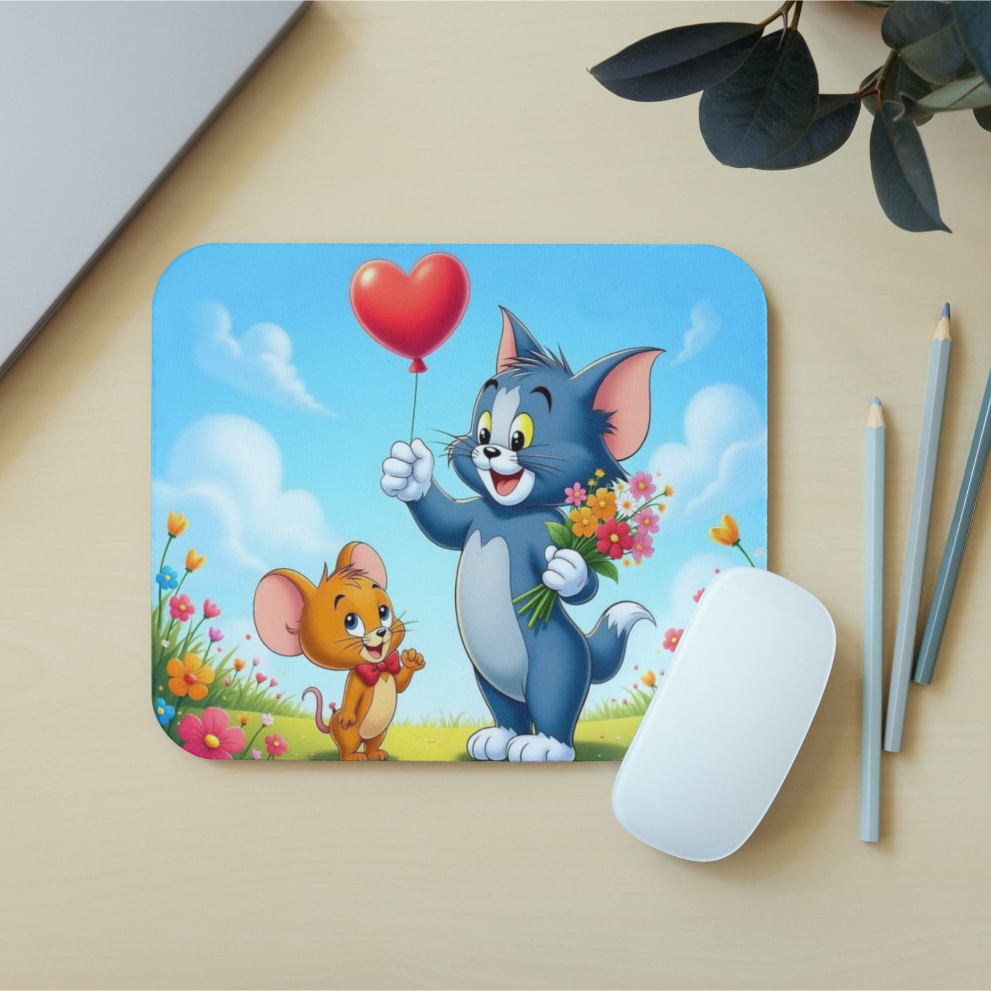 makekart Tom and Jerry Celebrating Love Mousepad Non Slip Base Mousepad-image-10