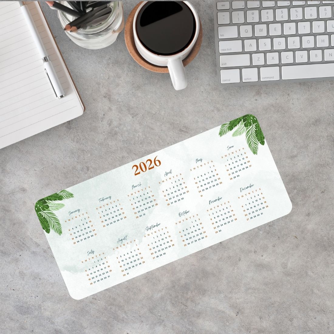 Sigma One 2026 Calendar White Keyboard Mouse Pad Mat - Anti-Slip & Waterproof Non Slip Base Mousepad-image-1