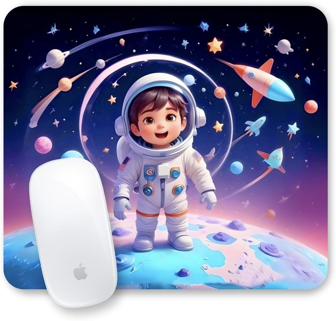 Raikamal Small Astronaut Cute Boy Mouse Pad Non Slip Base Mousepad-image-37