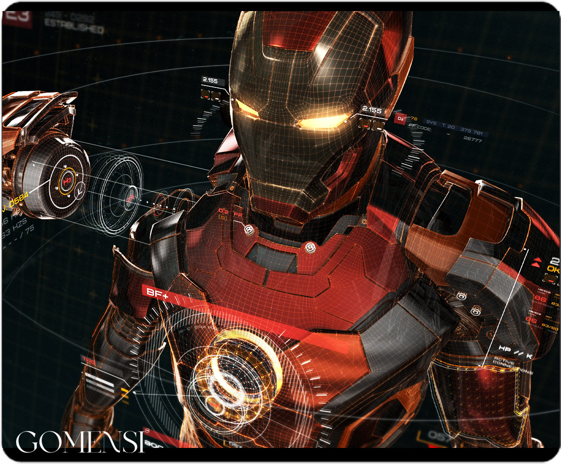 GOMENSI 228X190mm Gaming,Non-Slip Rubber Base,Waterproof Surface,Ironman print Mousepad image 1