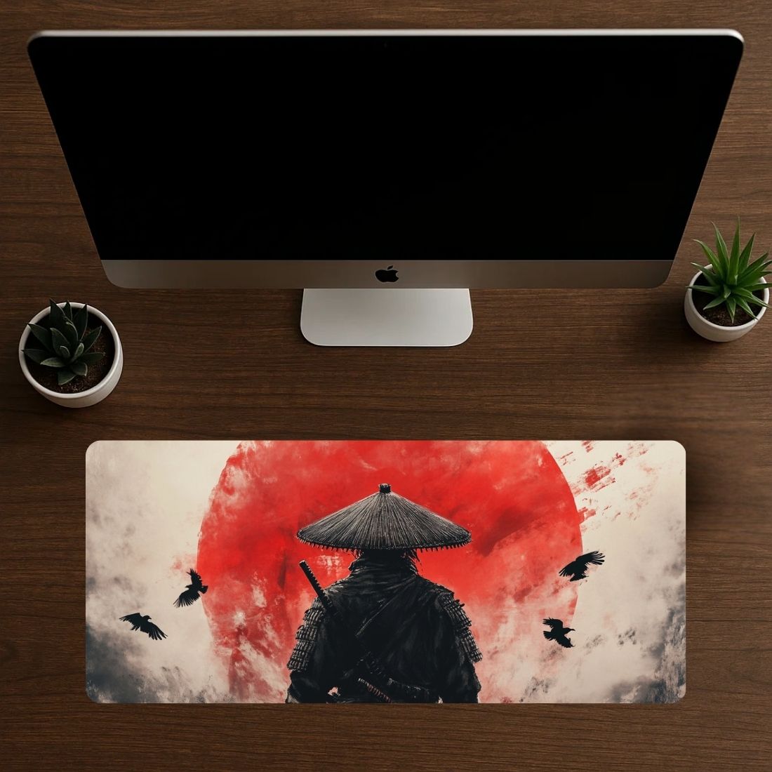 Sigma One Large Desk Mat Samurai Red Sun Crow Watercolour Japanese Gaming Mousepad Non Slip Base Mousepad-image-11