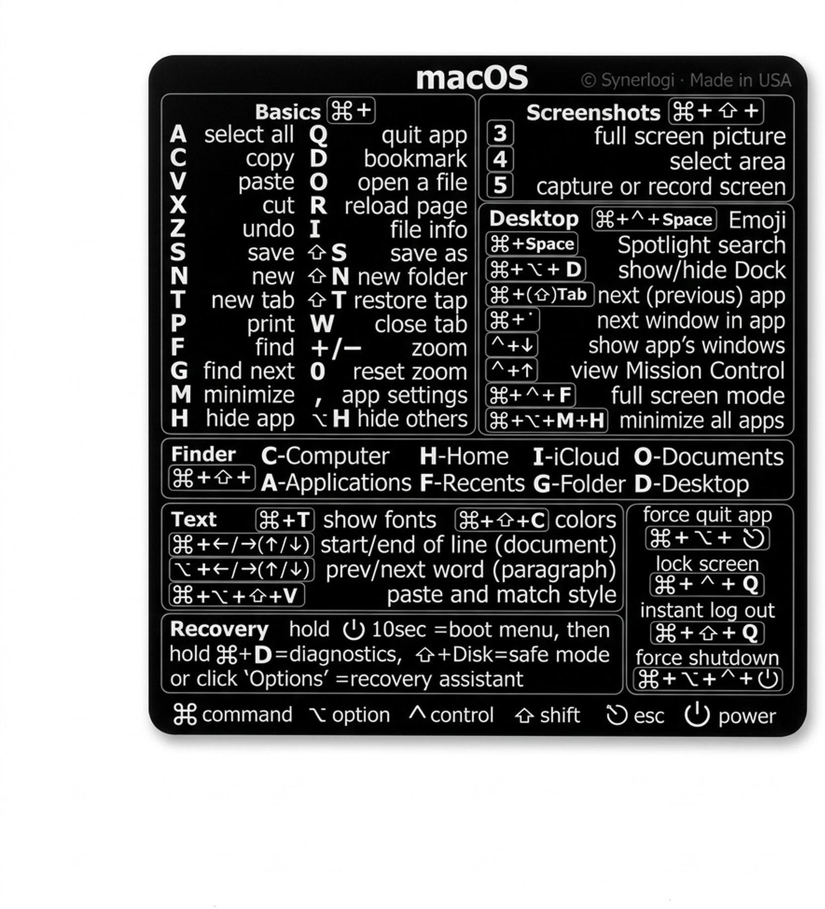 Gadgets Guru Black Mac os Hotkey Aid — Durable Reusable Sticker Non Slip Base Mousepad-image-2