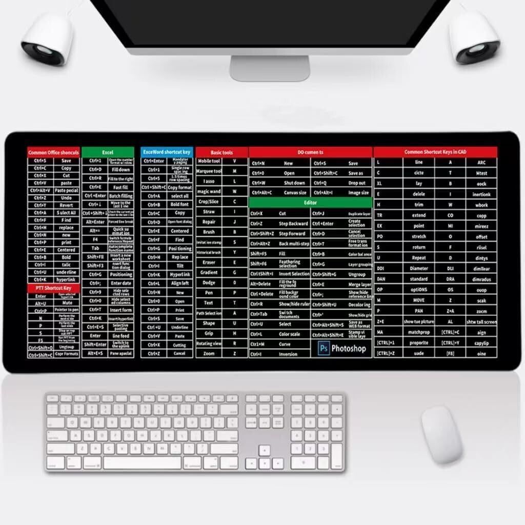 HAPYSA Mouse Pad Large English Shortcut Keys Gaming Writing Desk Mats for Office Home Mousepad-image-21