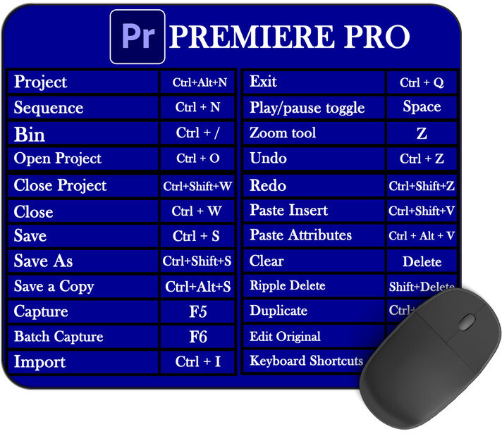 Kirmada Printed Design Premiere Pro Ms Shortcut Key Non-Slip Water Proof Mouse Pad. Non Slip Base Mousepad image 1
