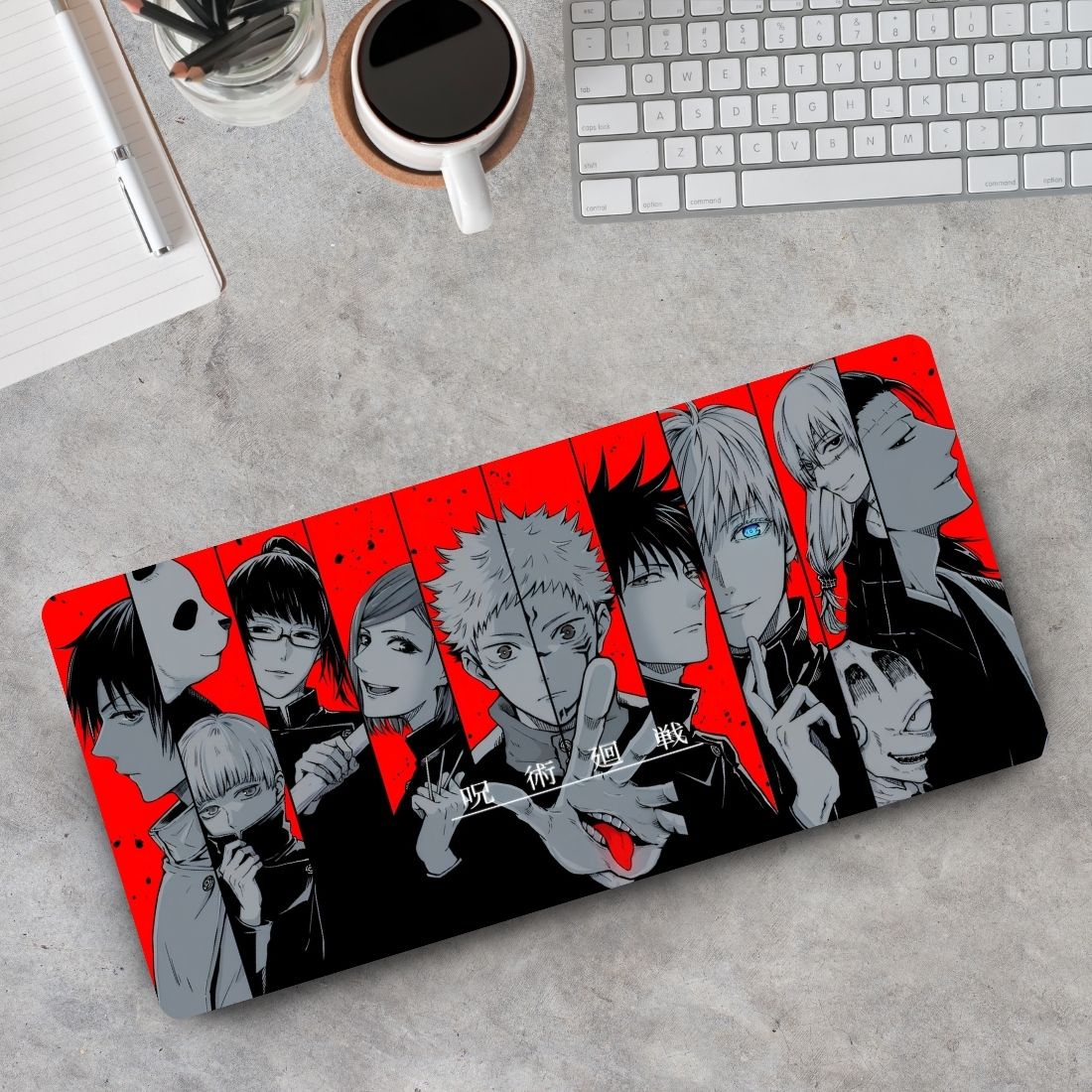 Sigma One Large Desk Mat 23x11 Inch Anime Squad Red Black Multi Character Gaming Mousepad. Non Slip Base Mousepad-image-33