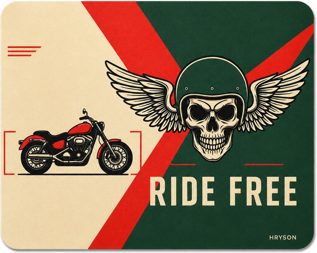 HRYSON Ride Free Skull Motorcycle Mouse Pad, Anti-Slip Rubber Base, 22 x 19 cm Non Slip Base Mousepad-image-37