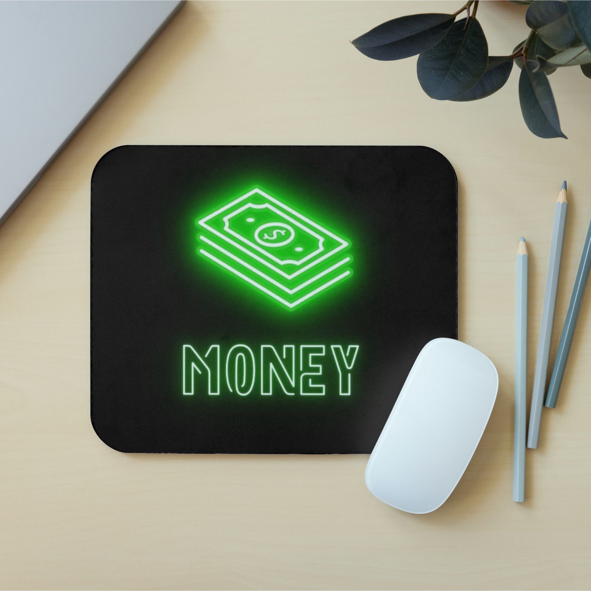makekart Neon Green Money Stack Sign Mousepad Non Slip Base Mousepad-image-5