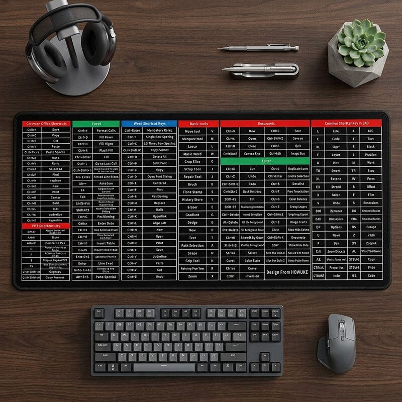 CrazySoul Pad Keyboard - Large - Excel Anti-Slip Shortcut Keyboard Mat Non Slip Base Mousepad-picture-32