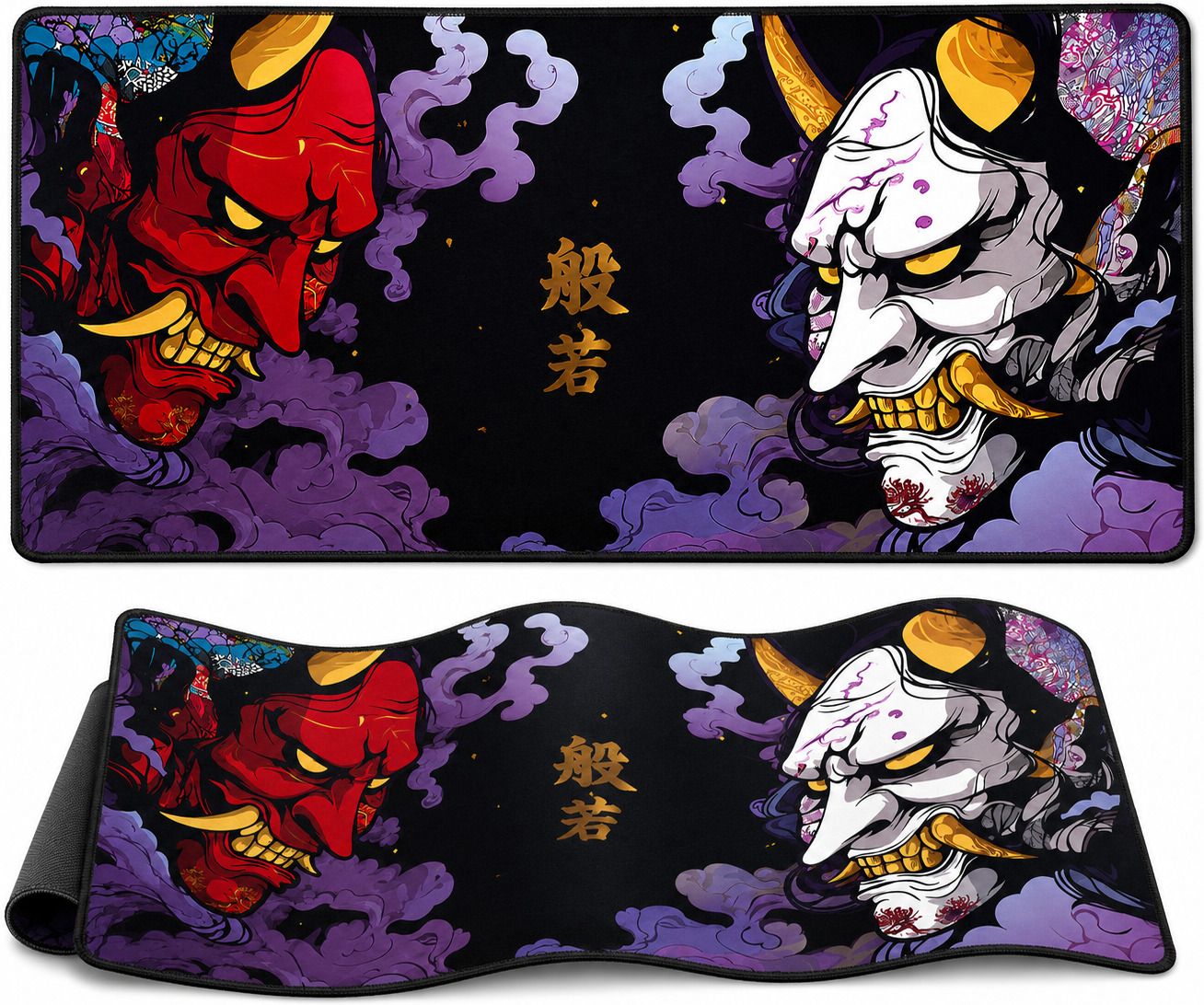 XENOAHS Japanese Hannya Dual Mask Gaming Mouse Pad 23 x 11 Inch Extended Desk Mat Non Slip Base Mousepad-image-30