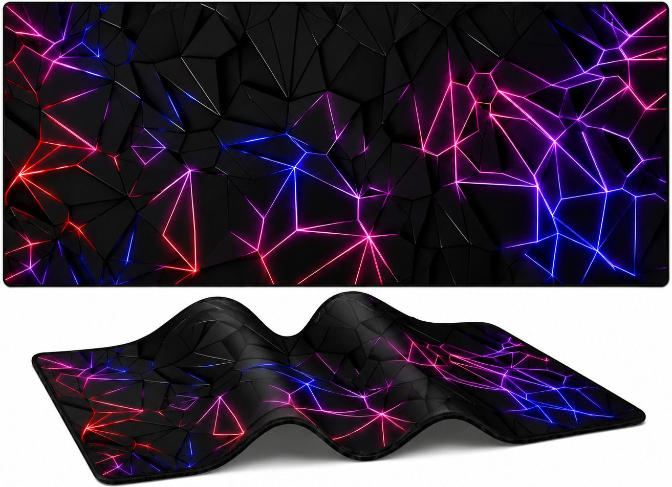 XENOAHS Neon Prism Geometric Extended Gaming Mouse Pad Non Slip Base Mousepad-image-3