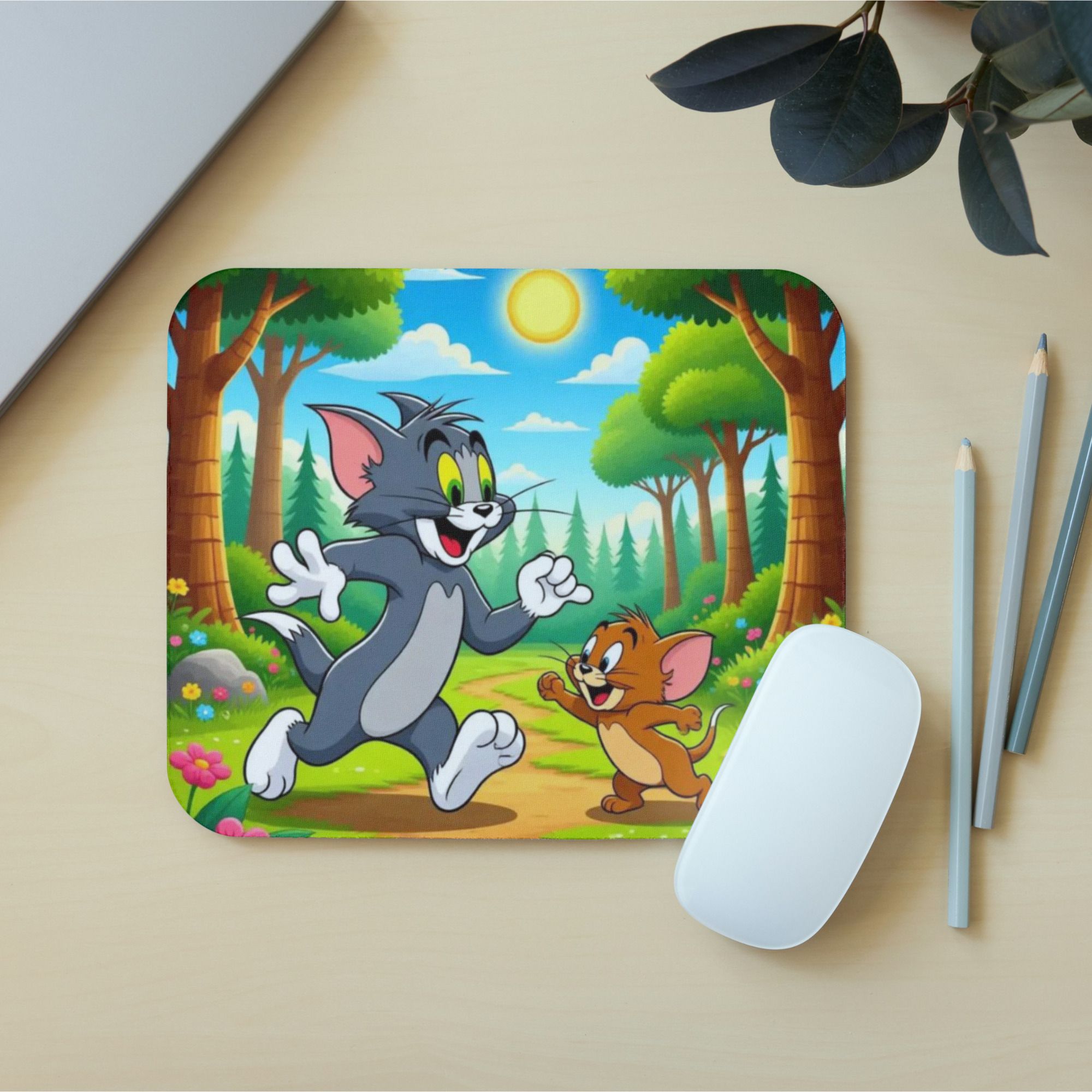 makekart Tom and Jerry Cartoon Forest Scene Mousepad Non Slip Base Mousepad-picture-14