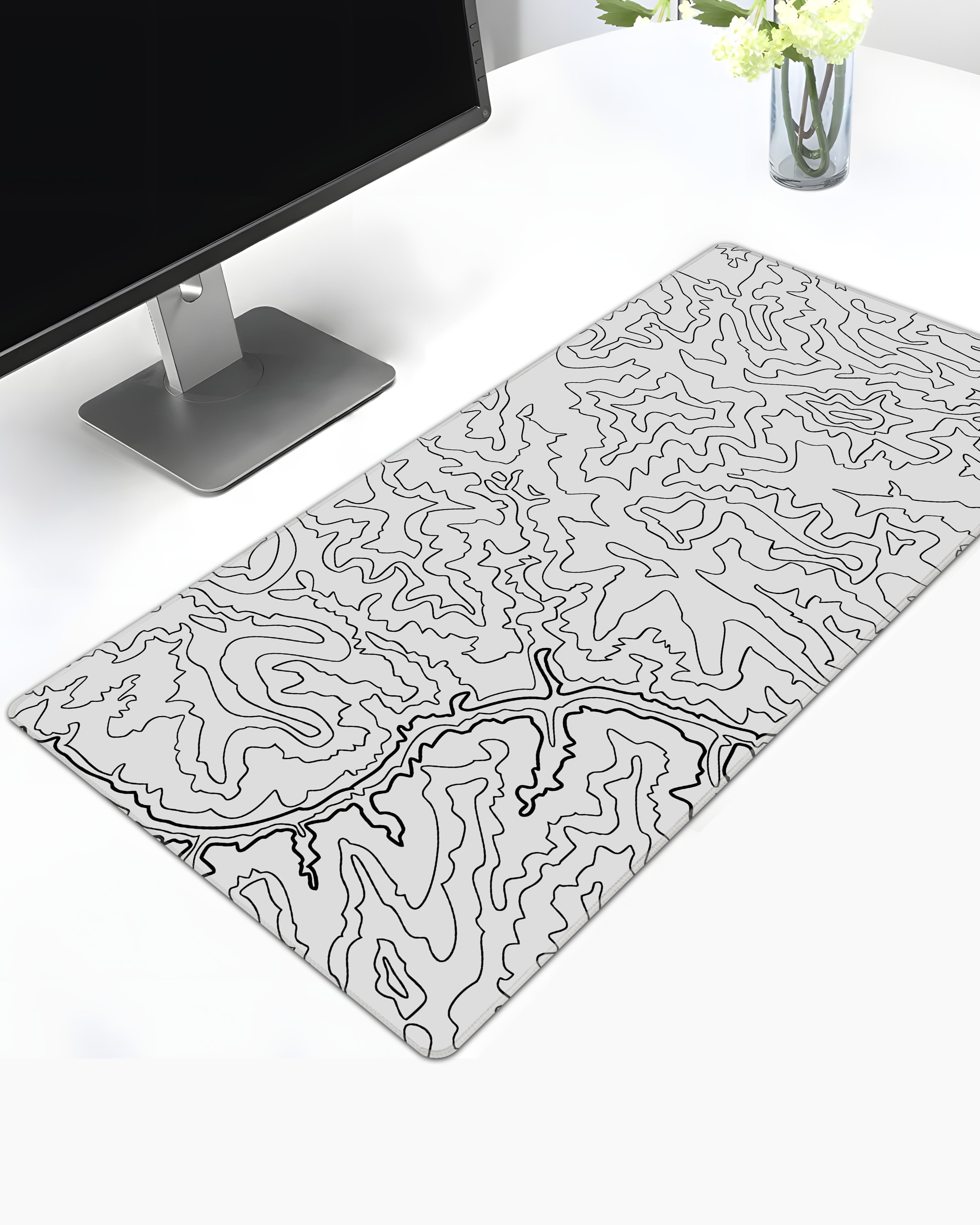 Teesown White Canyon Stitched Large Deskmat Non Slip Base Mousepad-image-47