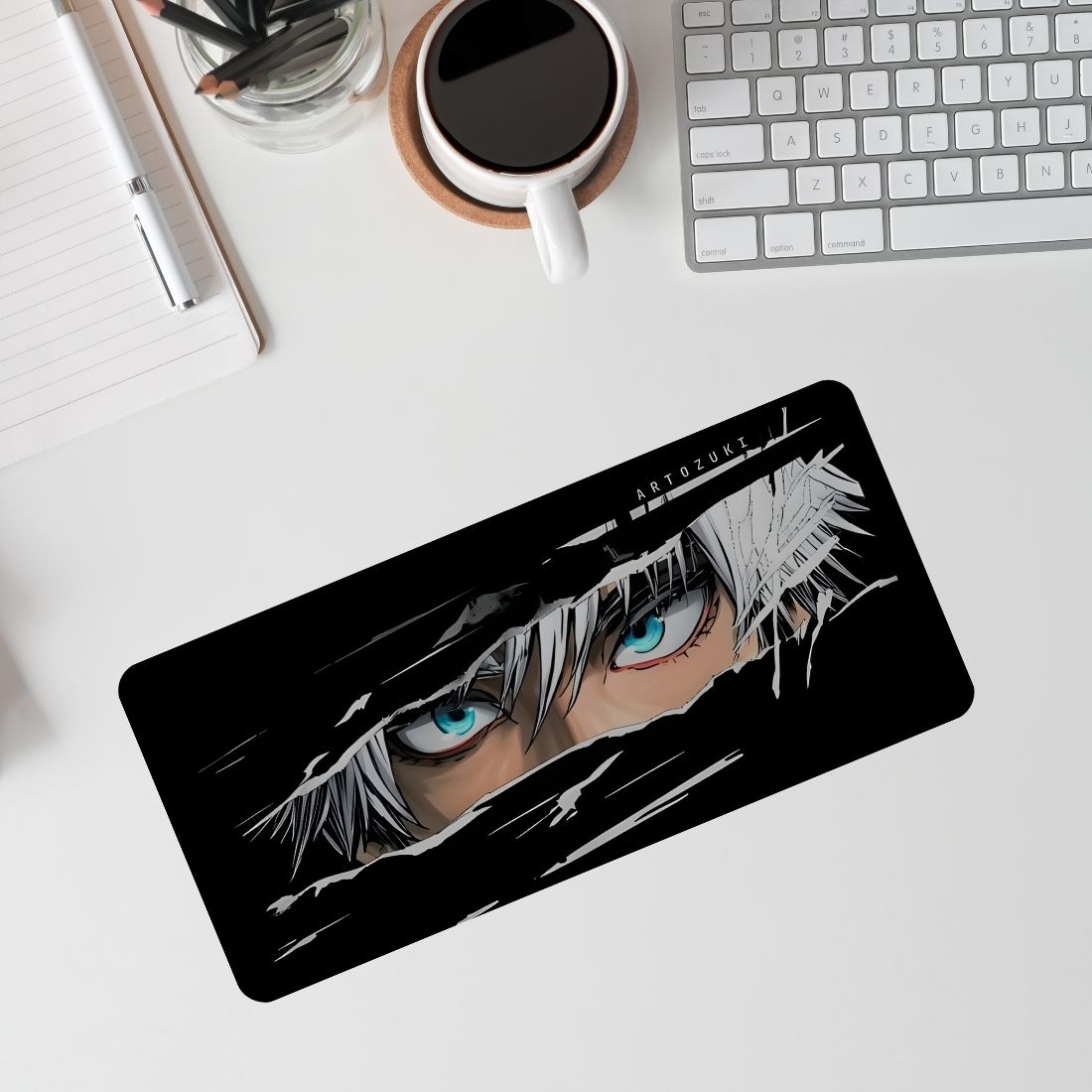 Sigma One Anime Gojo's iconic Eyes Design Keyboard Mouse Pad Mat - Anti-Slip & Waterproof Non Slip Base Mousepad-image-3