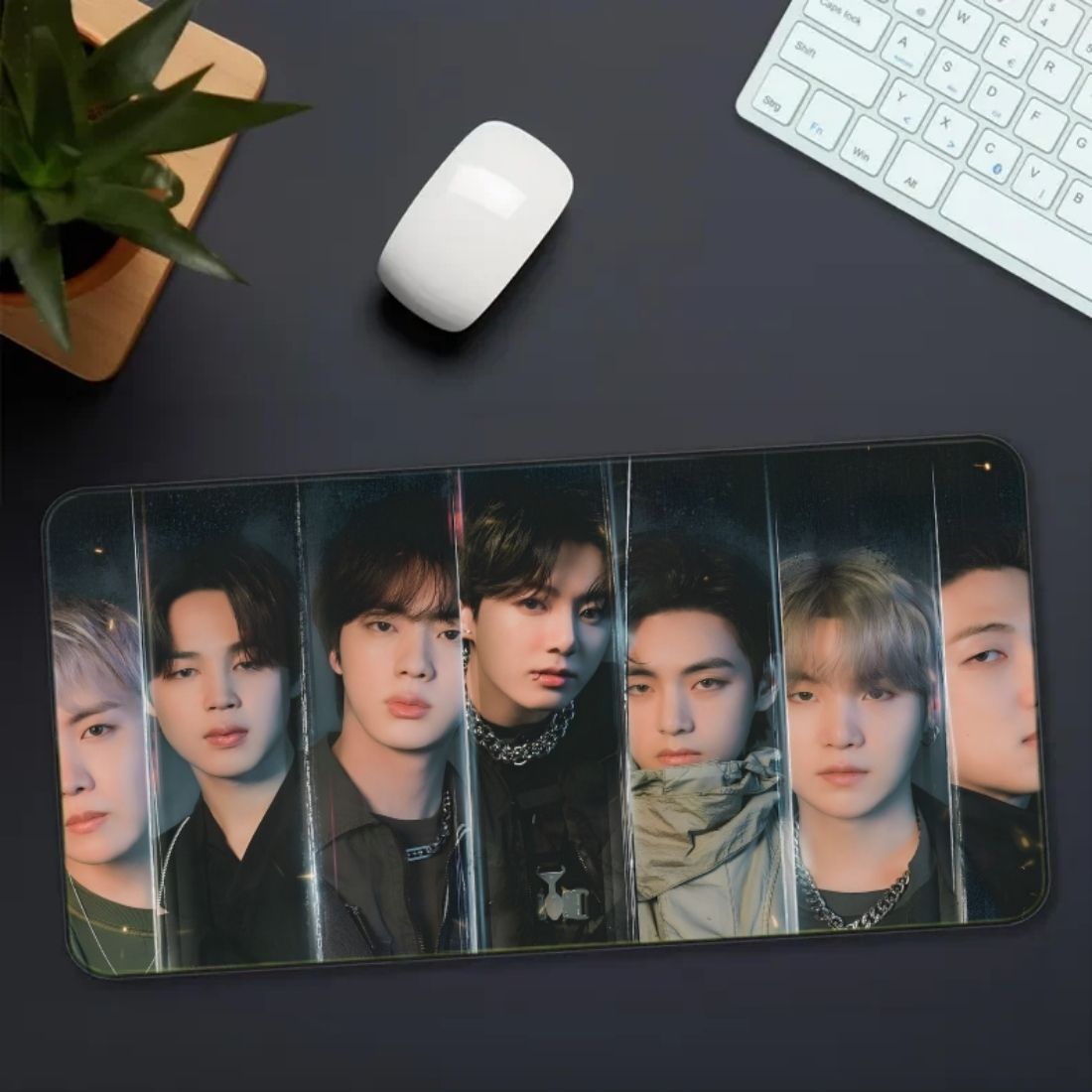 Sigma One Large Desk Mat 23x11 Inch Kpop Boy Band Multi Member Panel Dark Gaming Mousepad Non Slip Base Mousepad-image-9