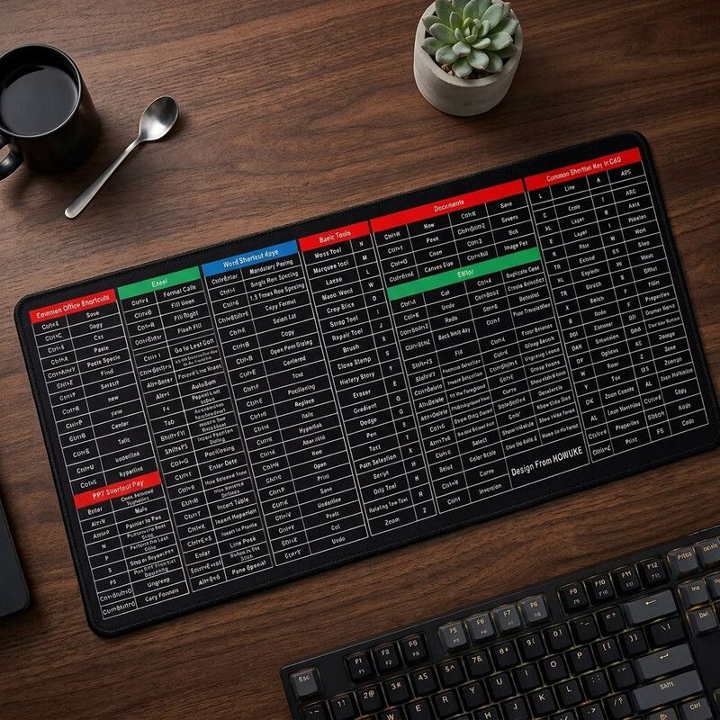 CrazySoul Shortcut Key Mouse Pad - Large - Excel Anti-Slip Shortcut Keyboard Mat Non Slip Base Mousepad-picture-11