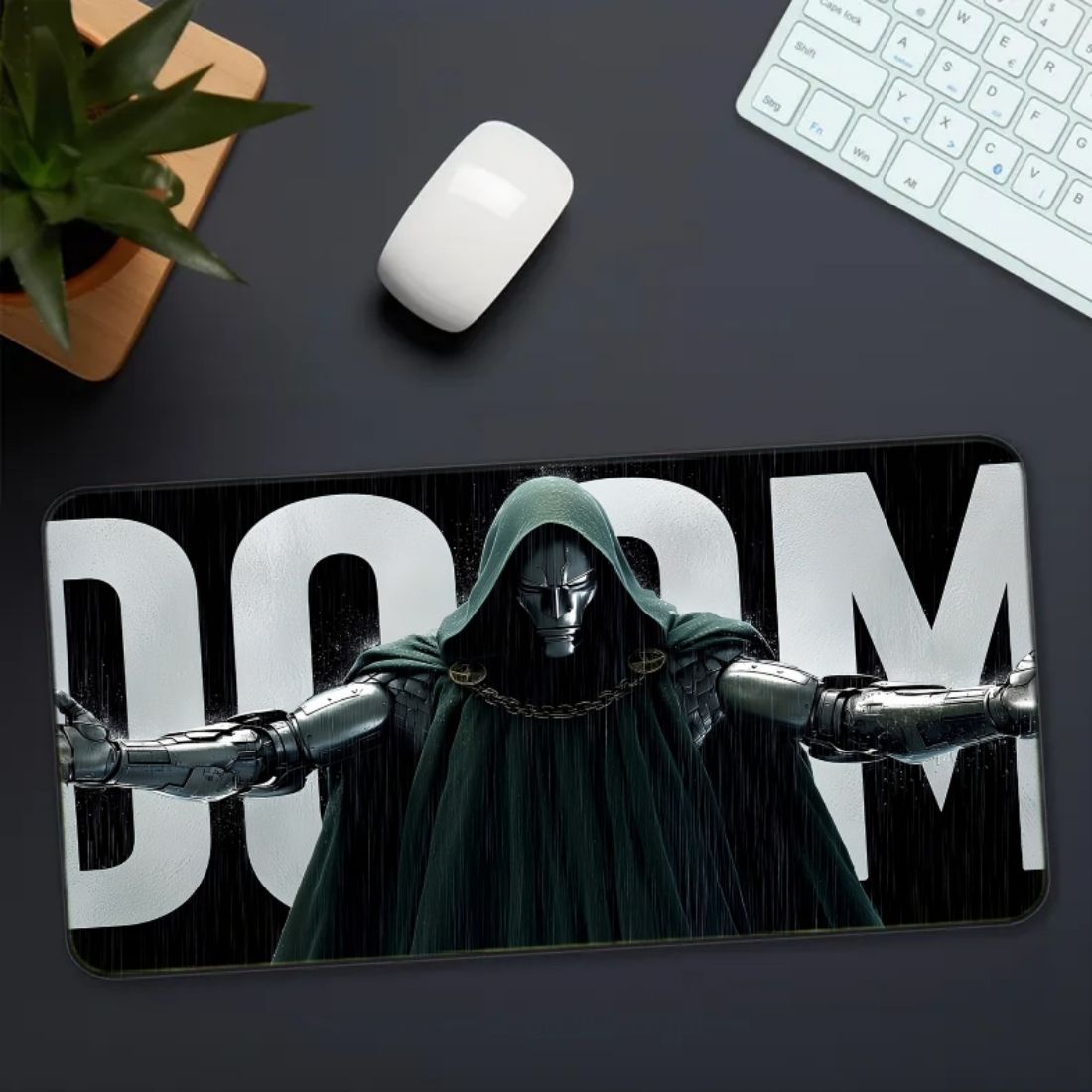 Sigma One Large Desk Mat Armored Dark Villain Doom Green Cloak Gaming Mouse Pad Non Slip Base Dual Sided Mousepad-image-1