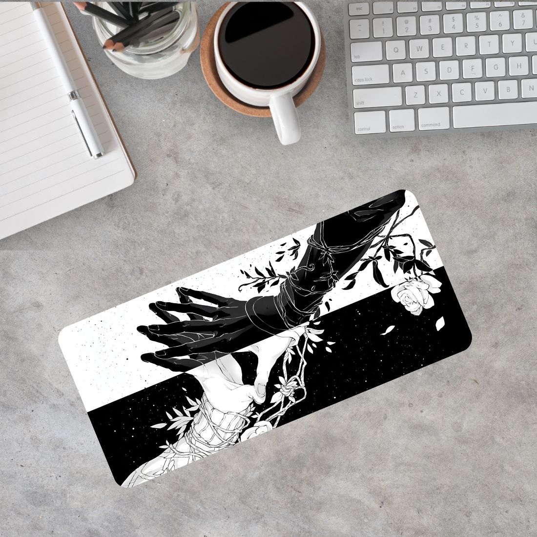 Sigma One Black & White "Vine Hand" Design Keyboard Mouse Pad Mat - Anti-Slip & Waterproof Non Slip Base Mousepad-image-29