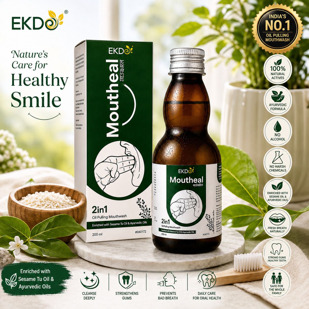 ekdo 6 IN 1 OIL PULLING MOUTHWASH |MOUTHEAL |NATURAL - NO FLOVOR-picture-37