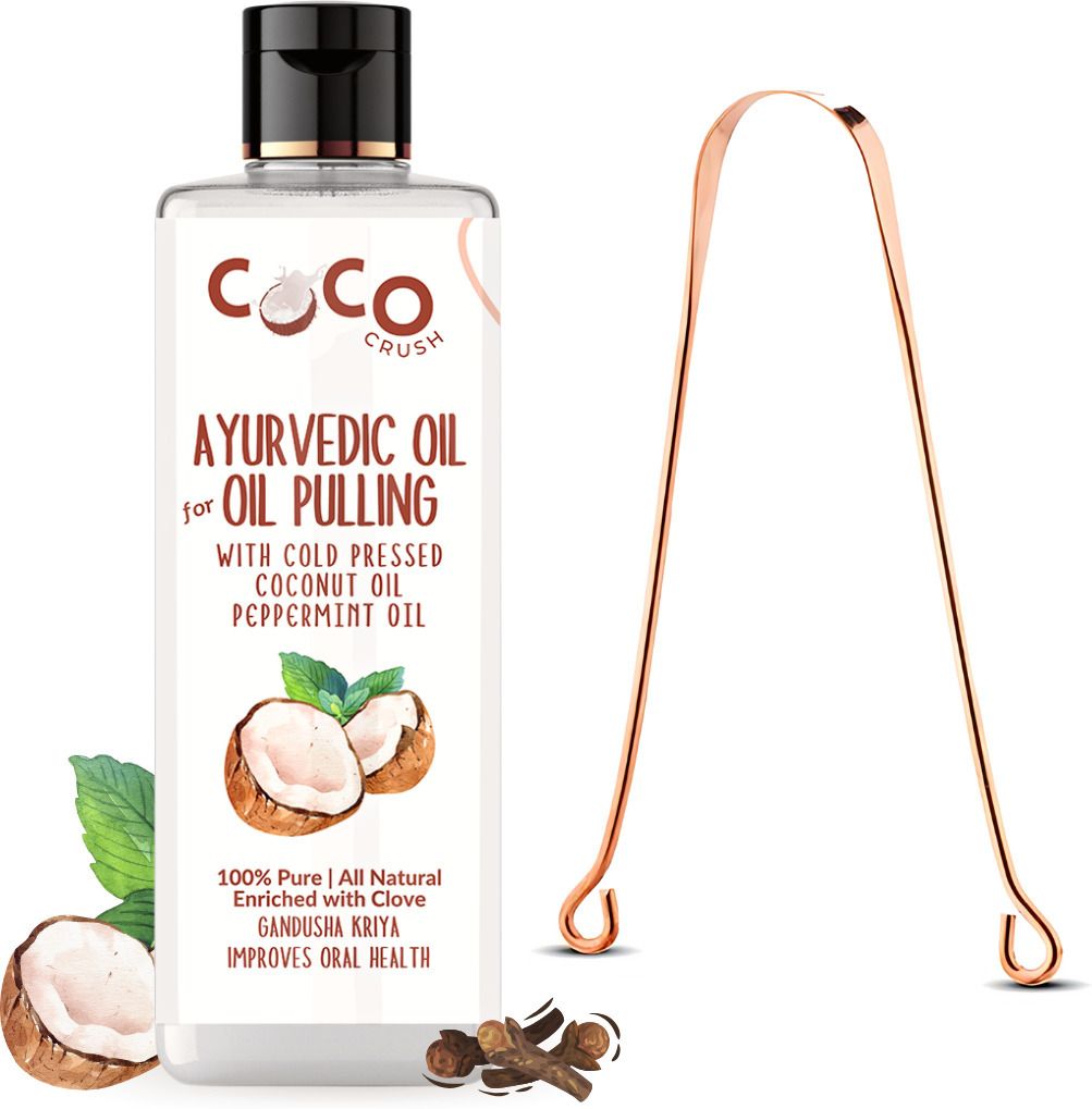 coco crush Ayurvedic Coconut Oil for Oil Pulling & Copper Tongue Cleaner | Healthy Teeth - Infused with Coconut Oil, Peppermint Oil, & Clove Oil-picture-24