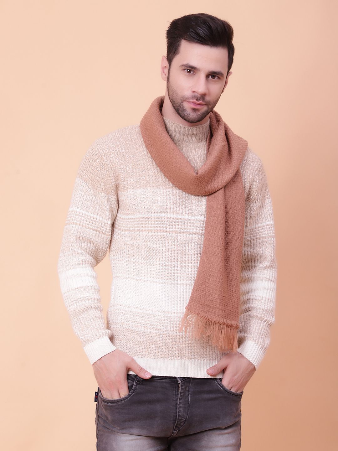 SCHp Solid, Geometric Print, Self Design Men Muffler-picture-15