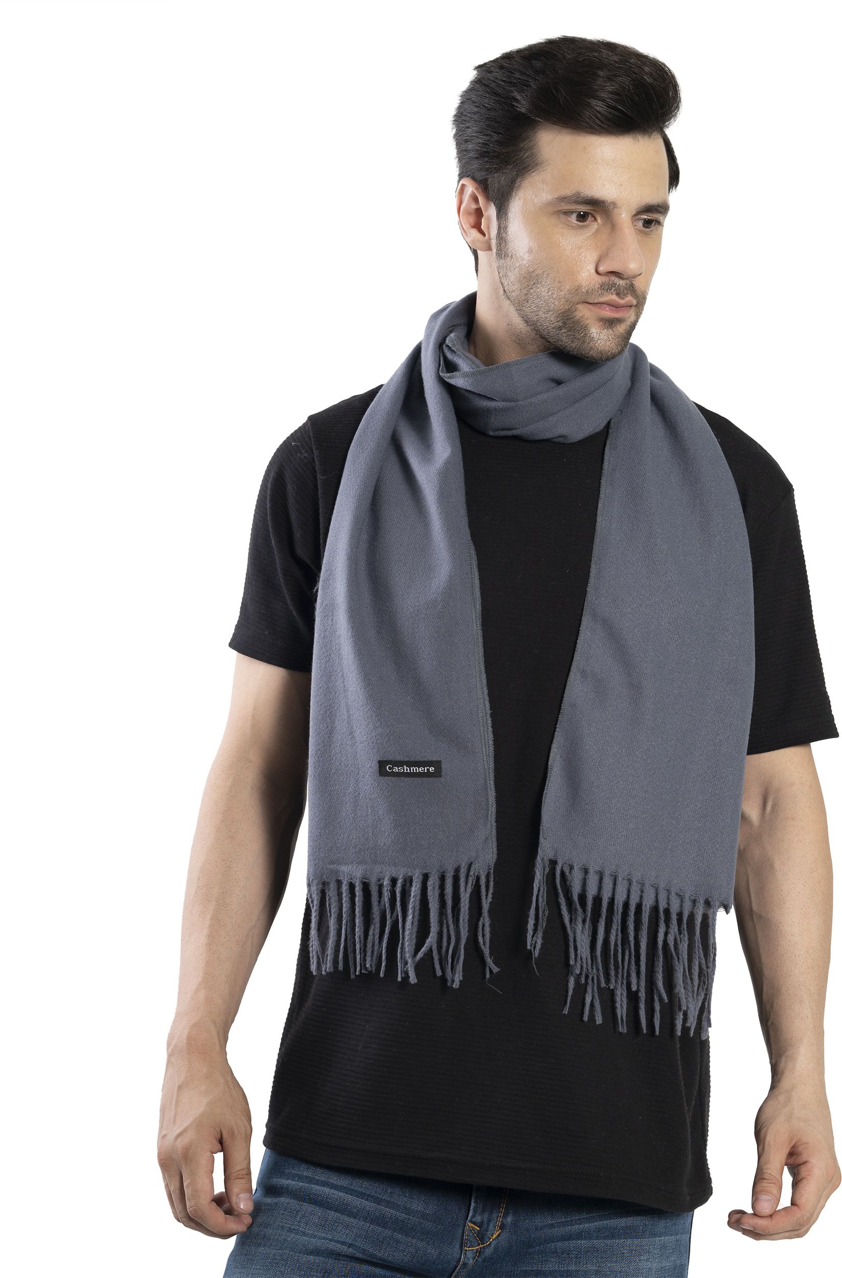 life and style Solid Wool Blend Men Grey Scarf-picture-29