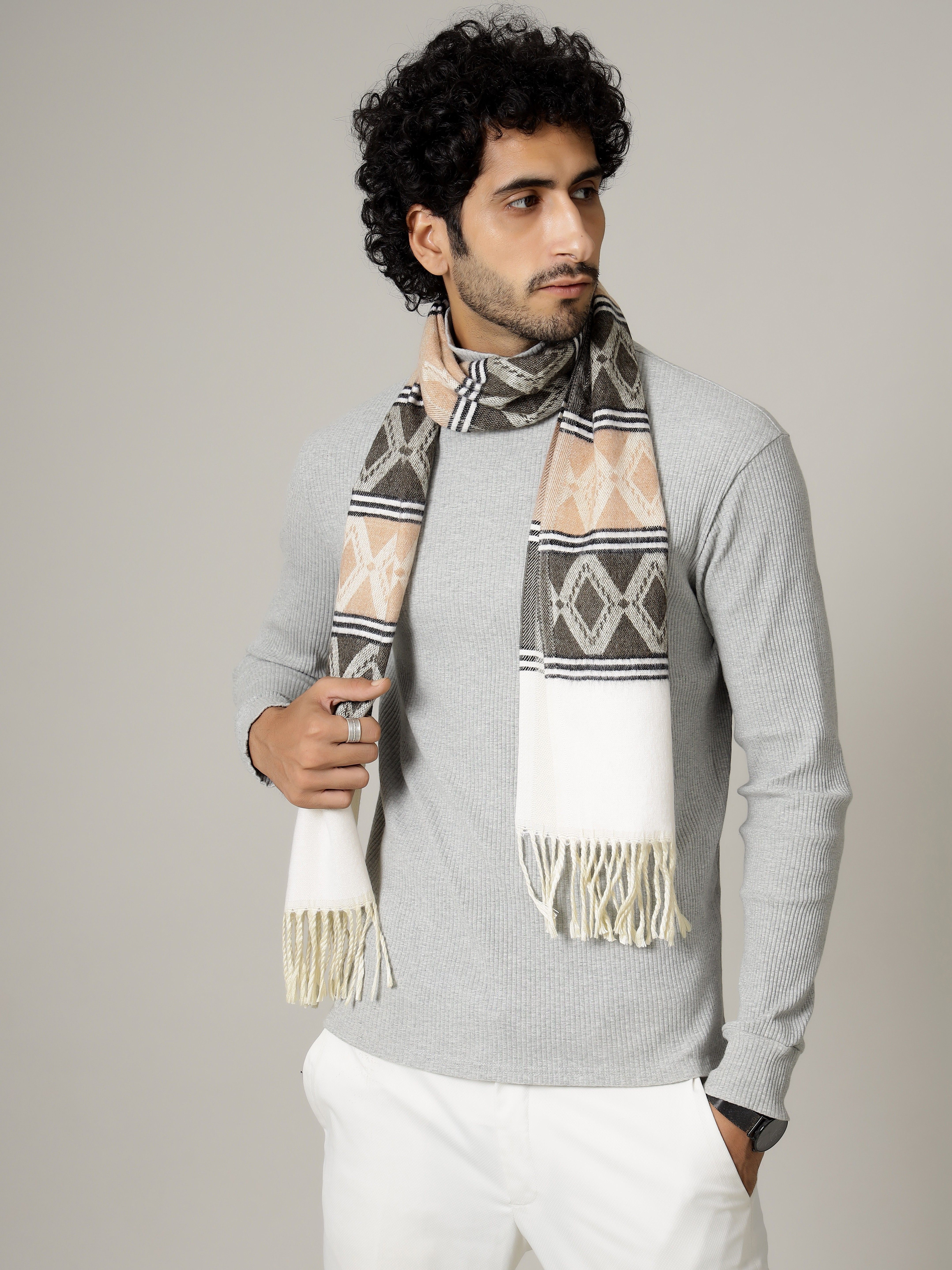 Ravaiyaa - Attitude Is Everything Geometric Print Men Muffler-picture-10